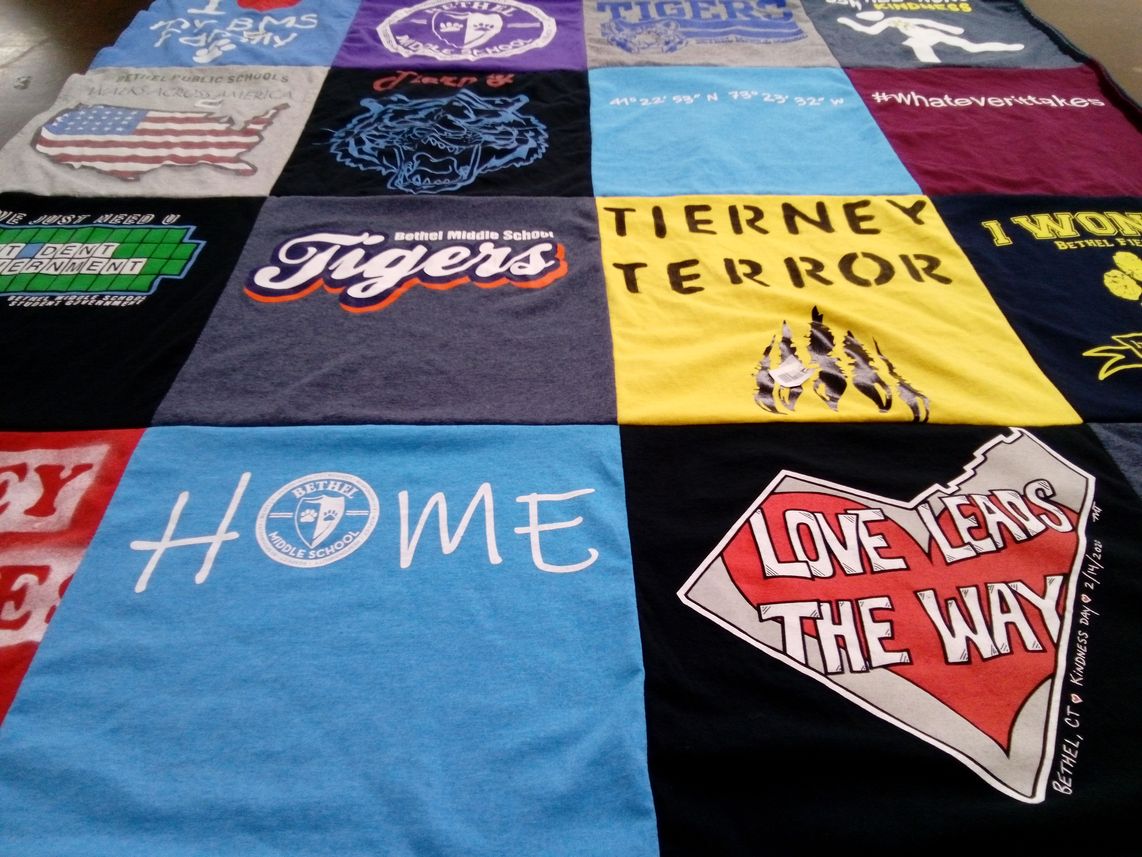 T-shirt quilt featuring bethel tigers by Erin from CT