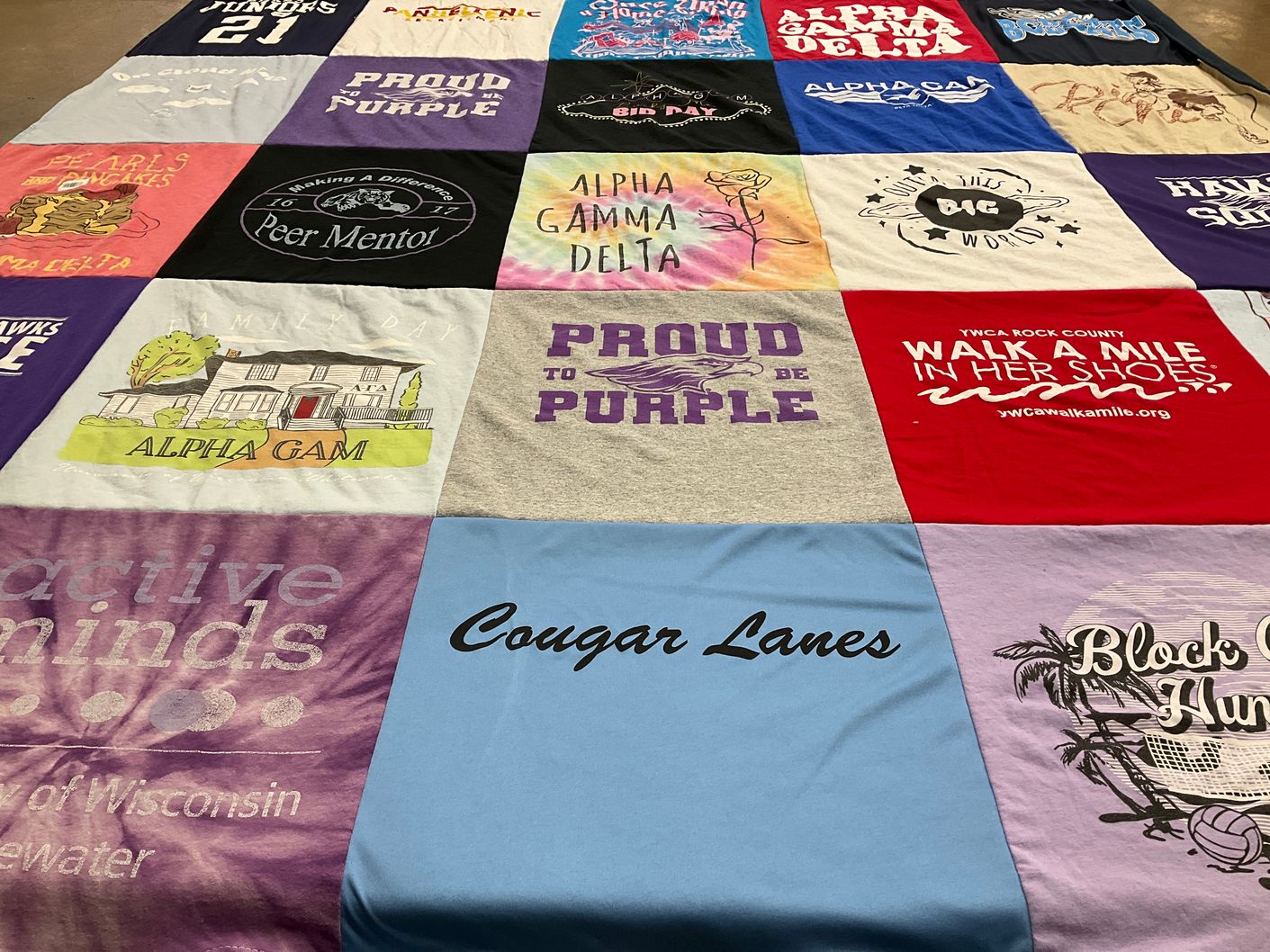 T-shirt quilt from university of wisconsin whitewater by Lily from WI