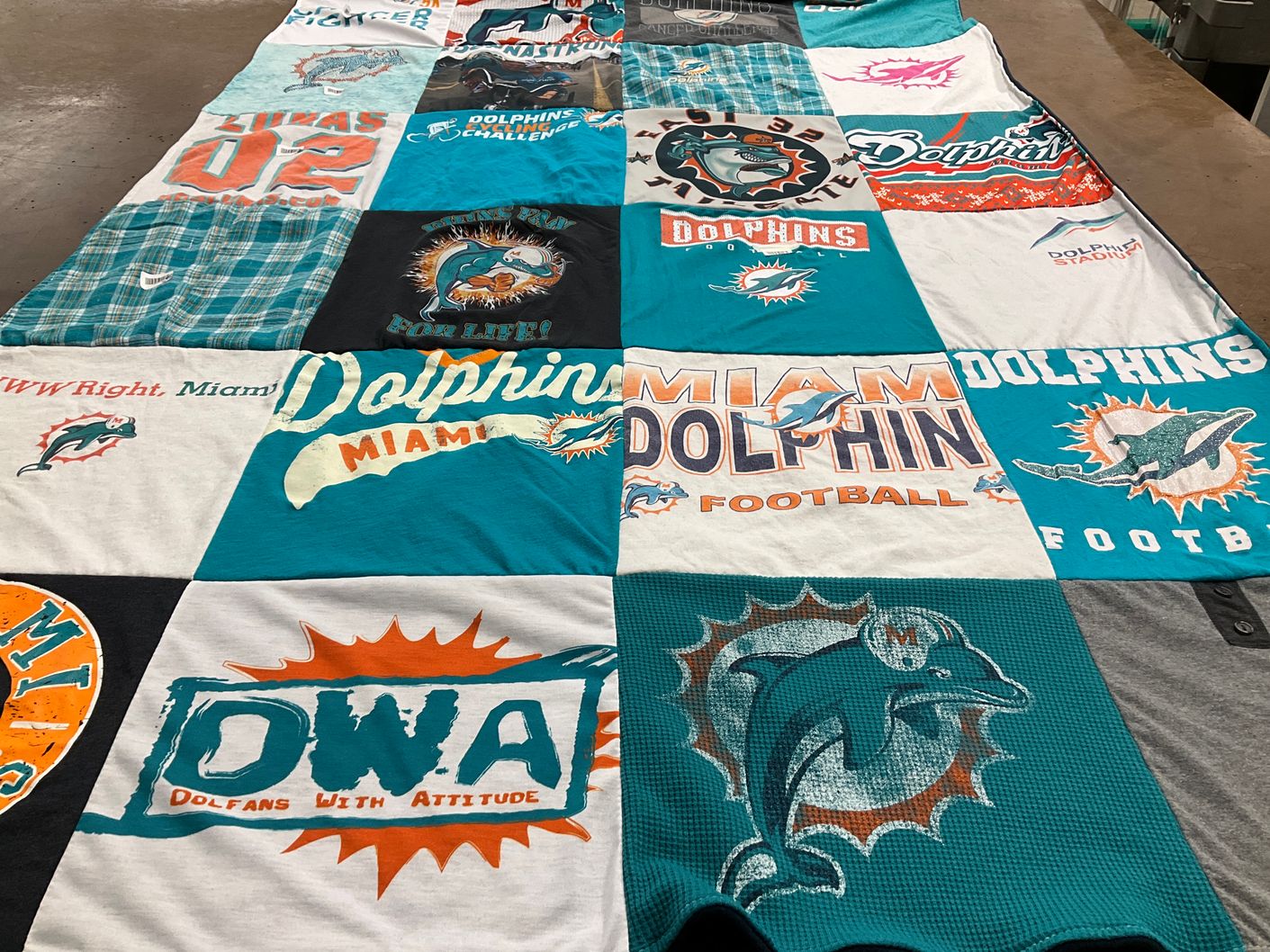 T-shirt quilt featuring miami dolphins football by Samantha from FL