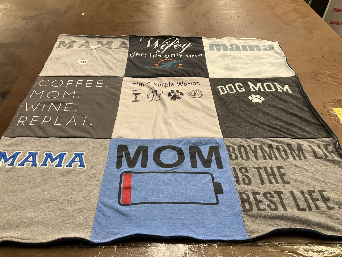 T-shirt quilt with parenting, dogs themes by Samantha from FL