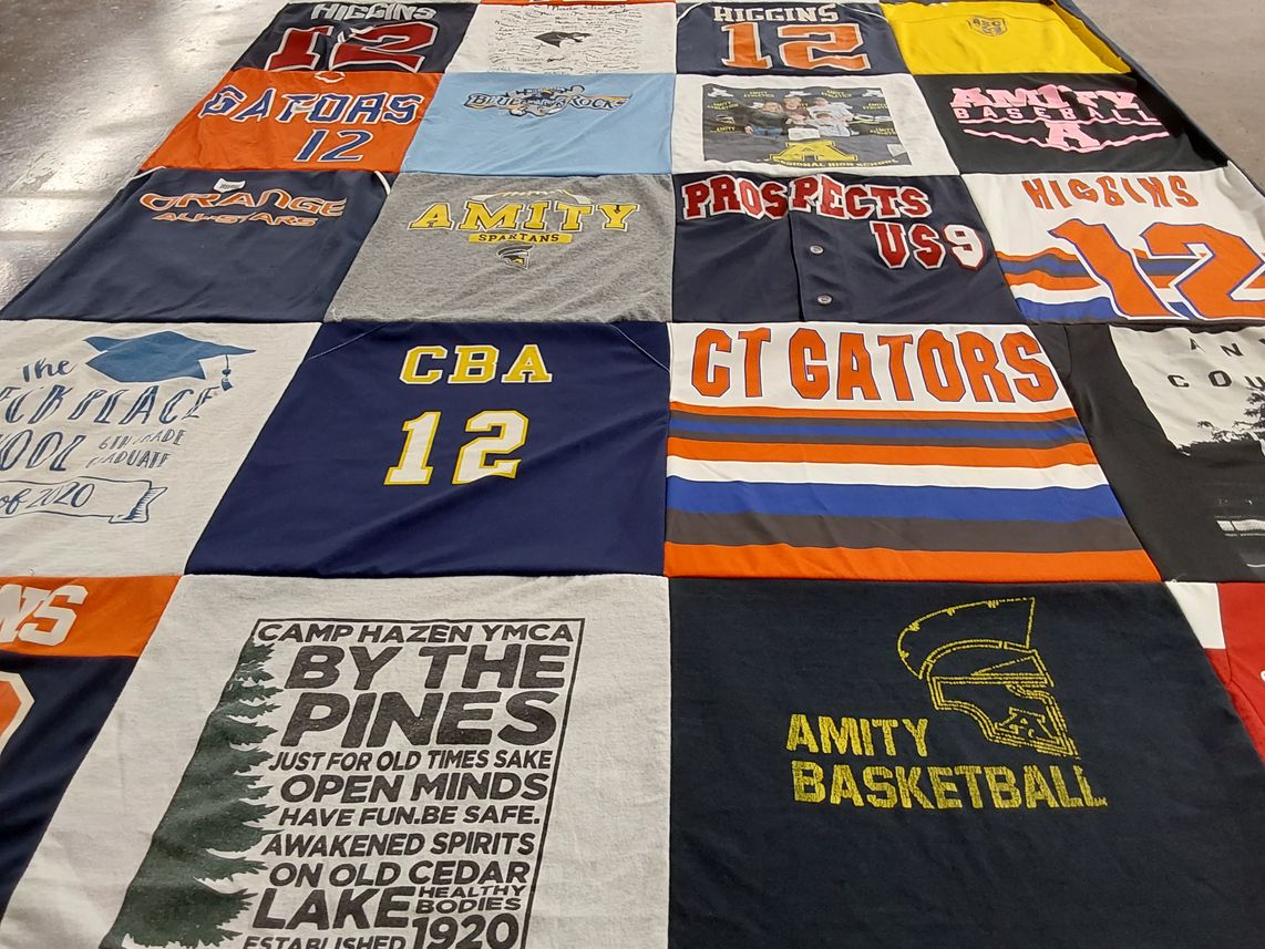 T-shirt quilt featuring amity spartans, ct gators by Erika from CT