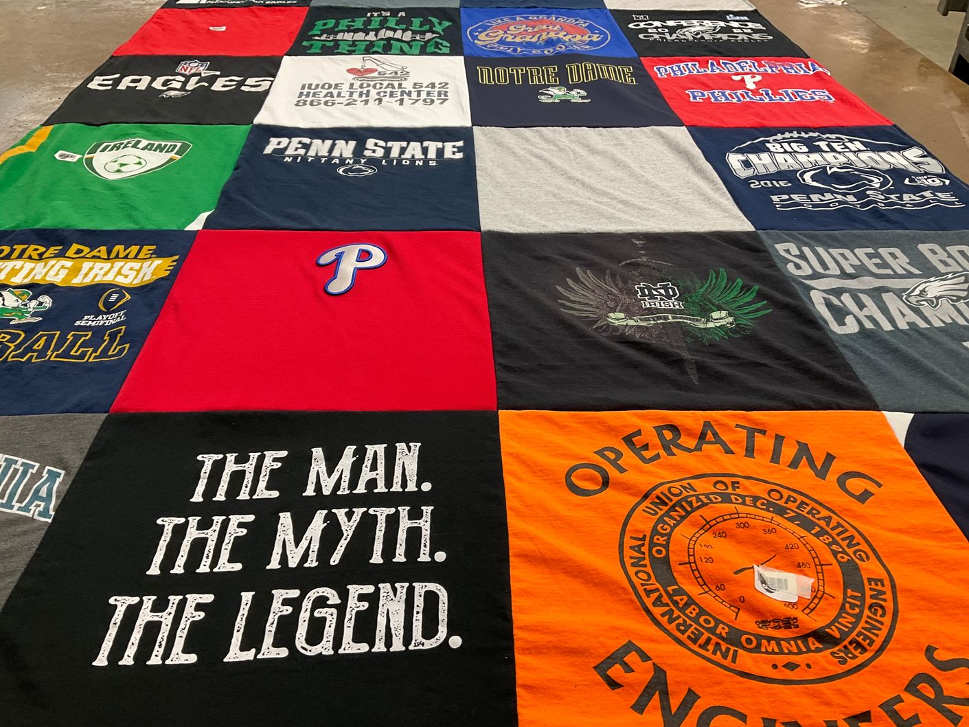 T-shirt quilt featuring philadelphia eagles, philadelphia phillies by Lisa from PA