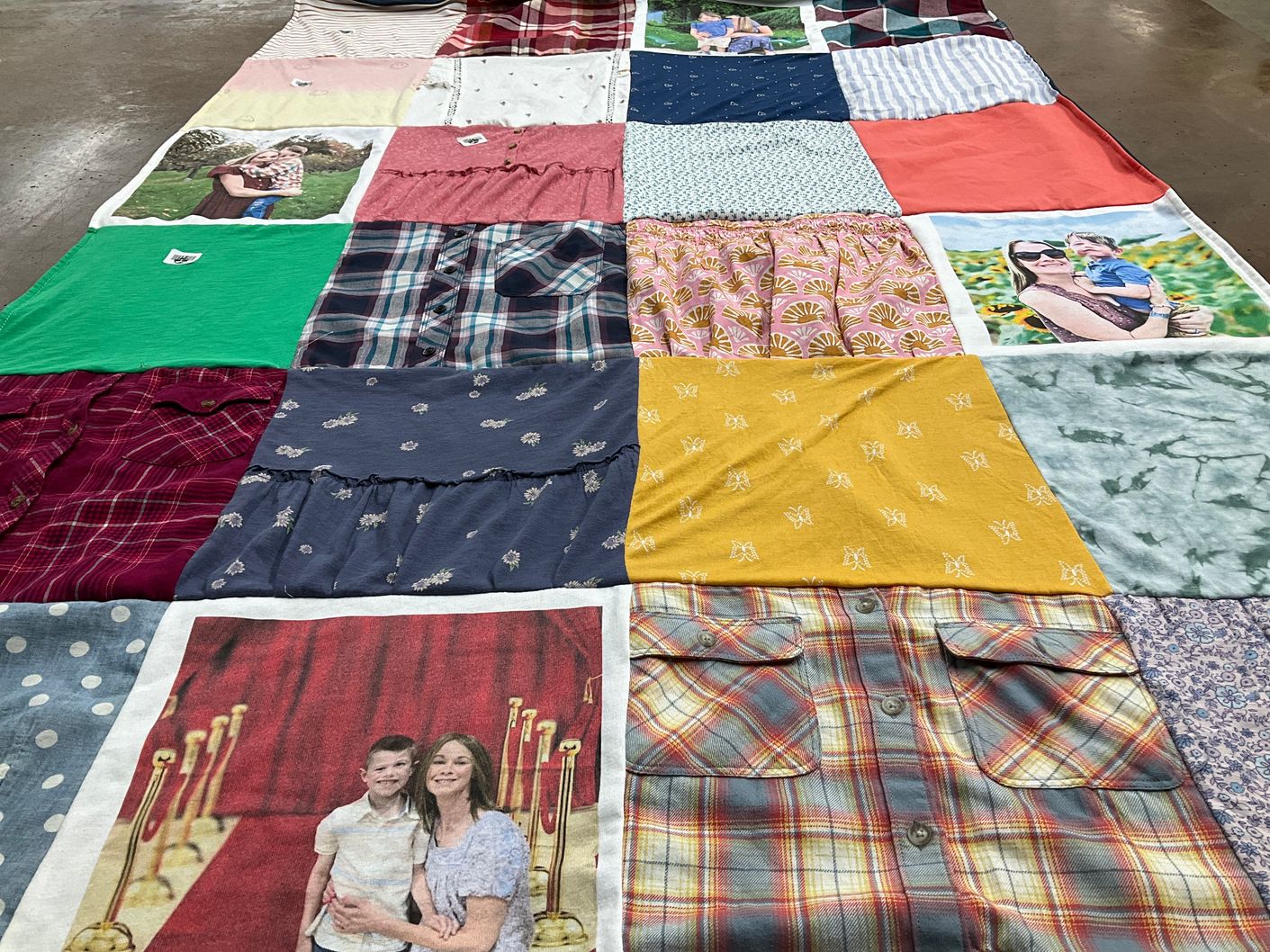 T-shirt quilt with family, photography themes by Sheri from CT