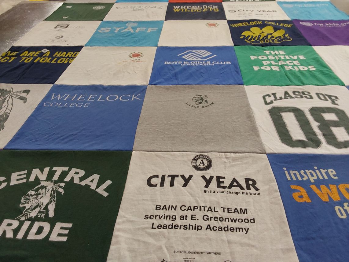 T-shirt quilt from wheelock college by Rachael from MA
