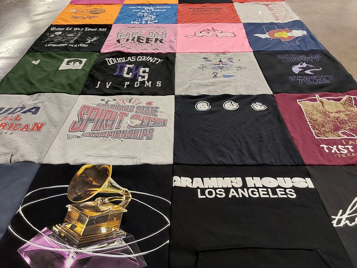 T-shirt quilt featuring douglas county high school jv poms by Geneil from TX