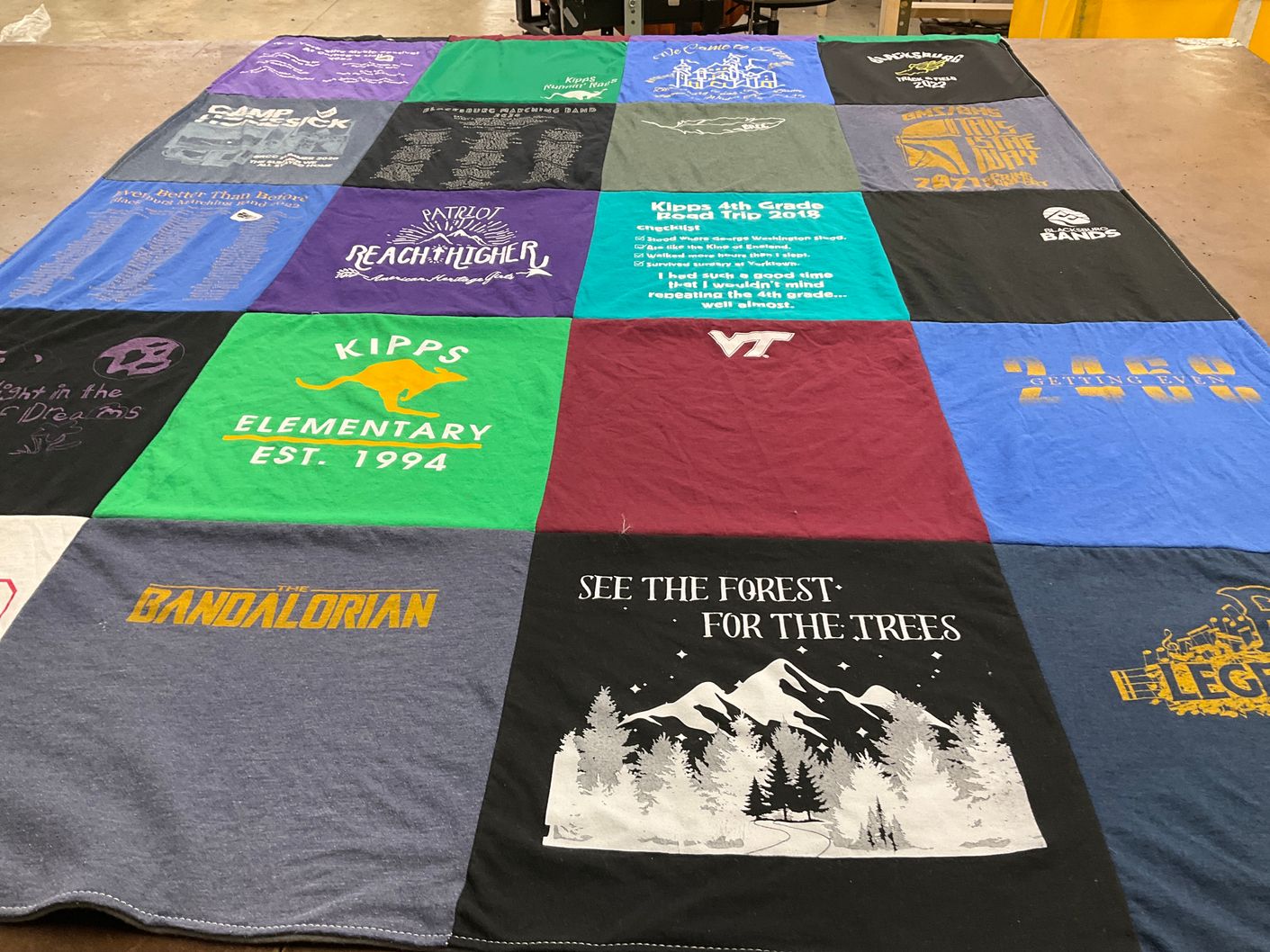 T-shirt quilt from virginia tech university, kipps elementary school by Meredith from VA