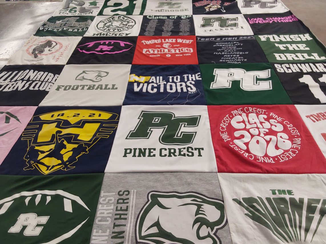 T-shirt quilt featuring pine crest panthers by Caryn from FL