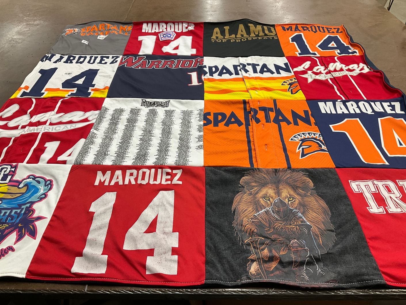 T-shirt quilt featuring lamar university baseball, spartan baseball by Tanya from TX