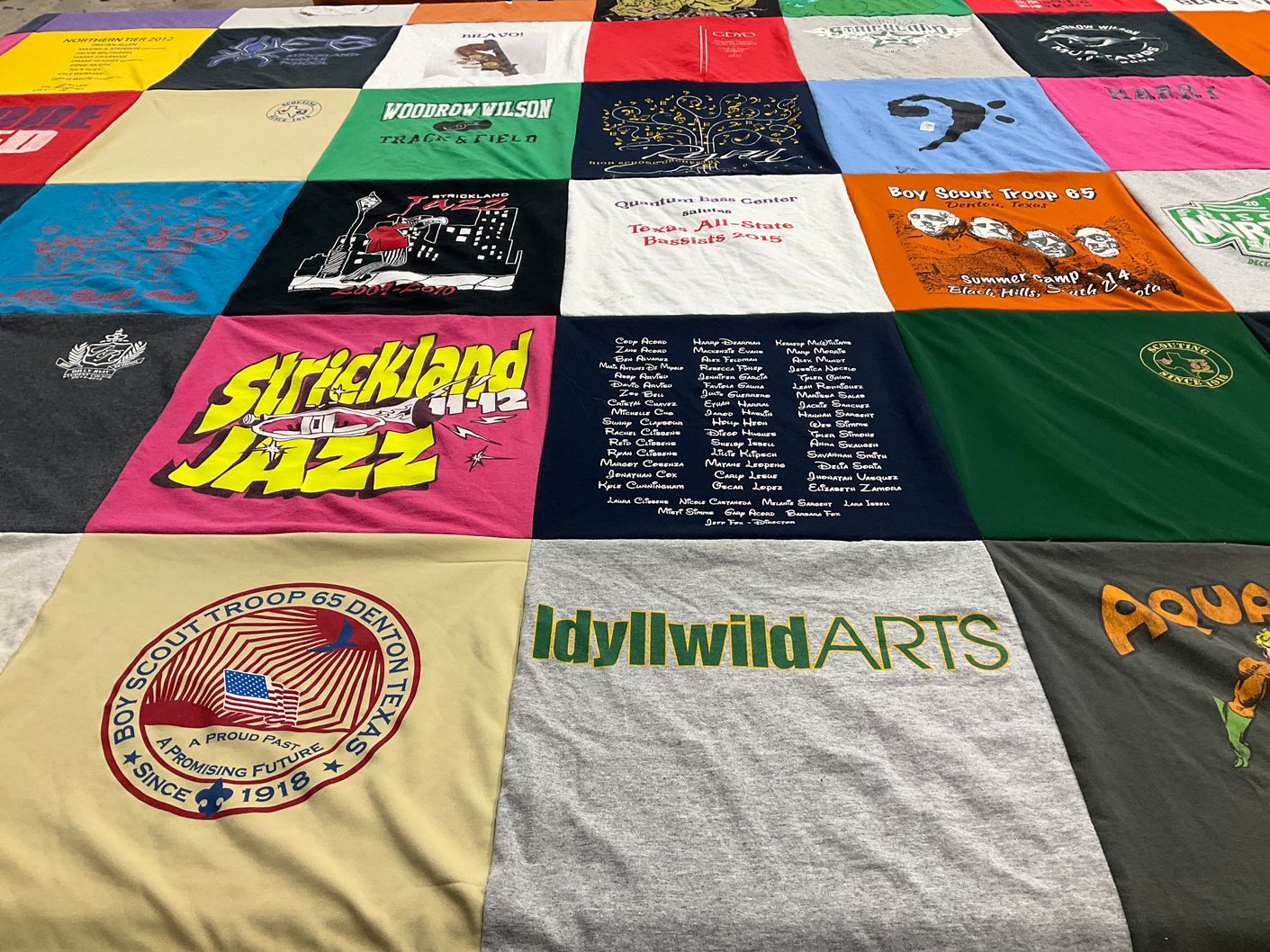 T-shirt quilt from woodrow wilson high school, strickland middle school by Benjamin from TX