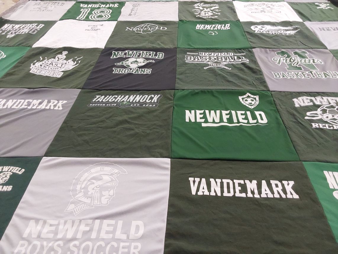 T-shirt quilt featuring newfield trojans by Heather from NY