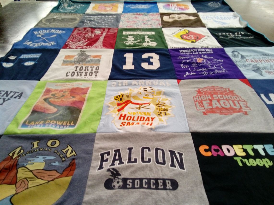 T-shirt quilt with soccer, park themes by Lisa from CA