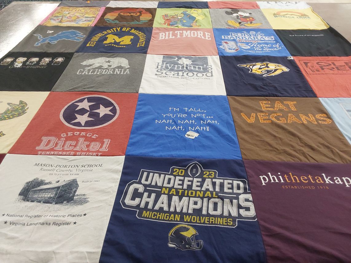 T-shirt quilt featuring michigan wolverines by Kathy from TN