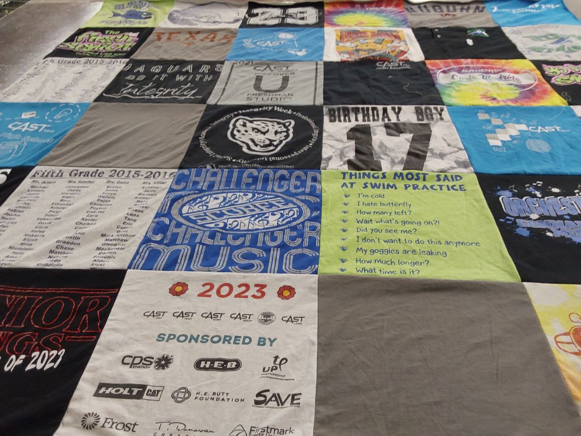 T-shirt quilt from challenger school by Cynthia from TX