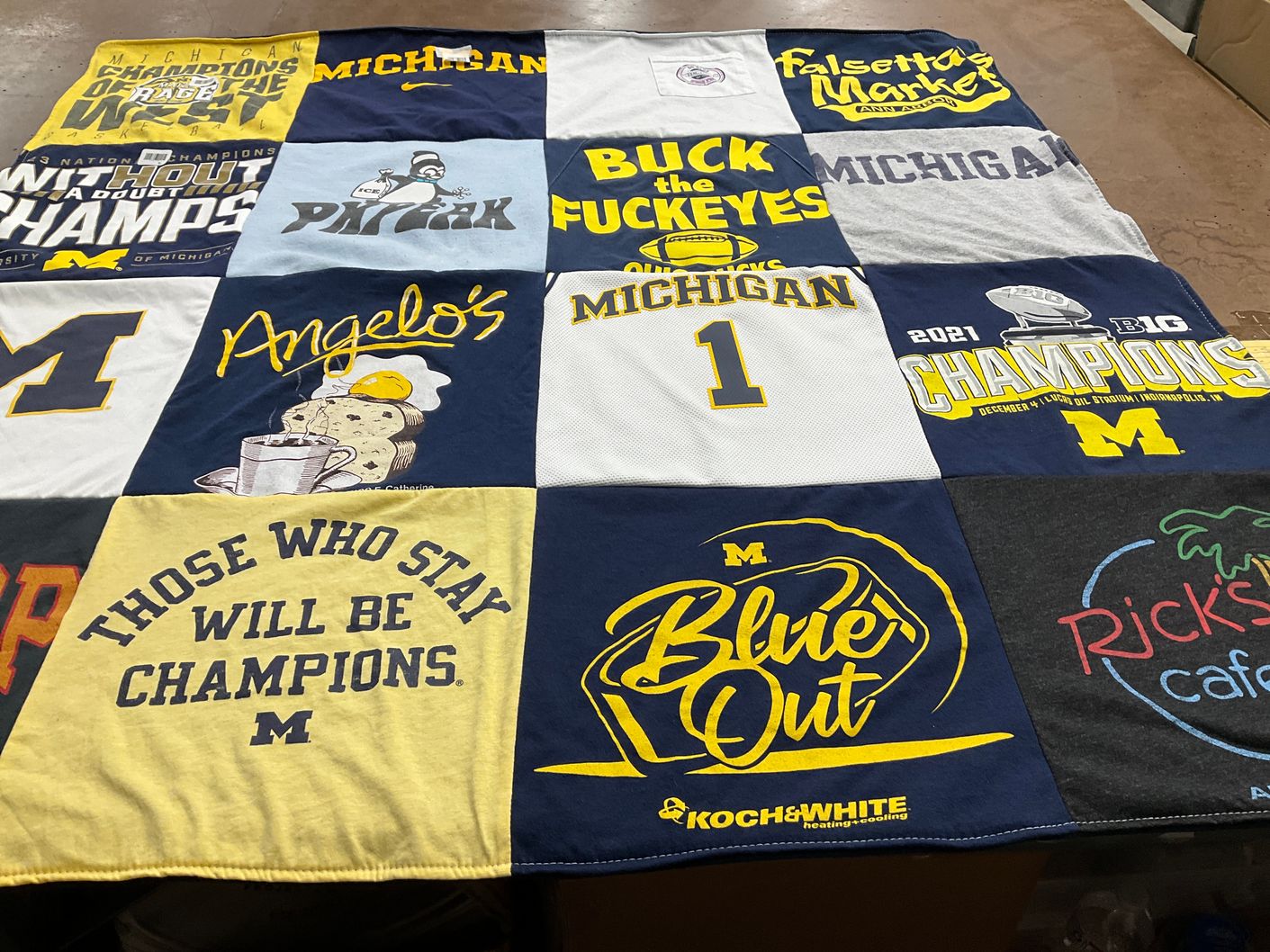 T-shirt quilt from university of michigan by Sammi from NY