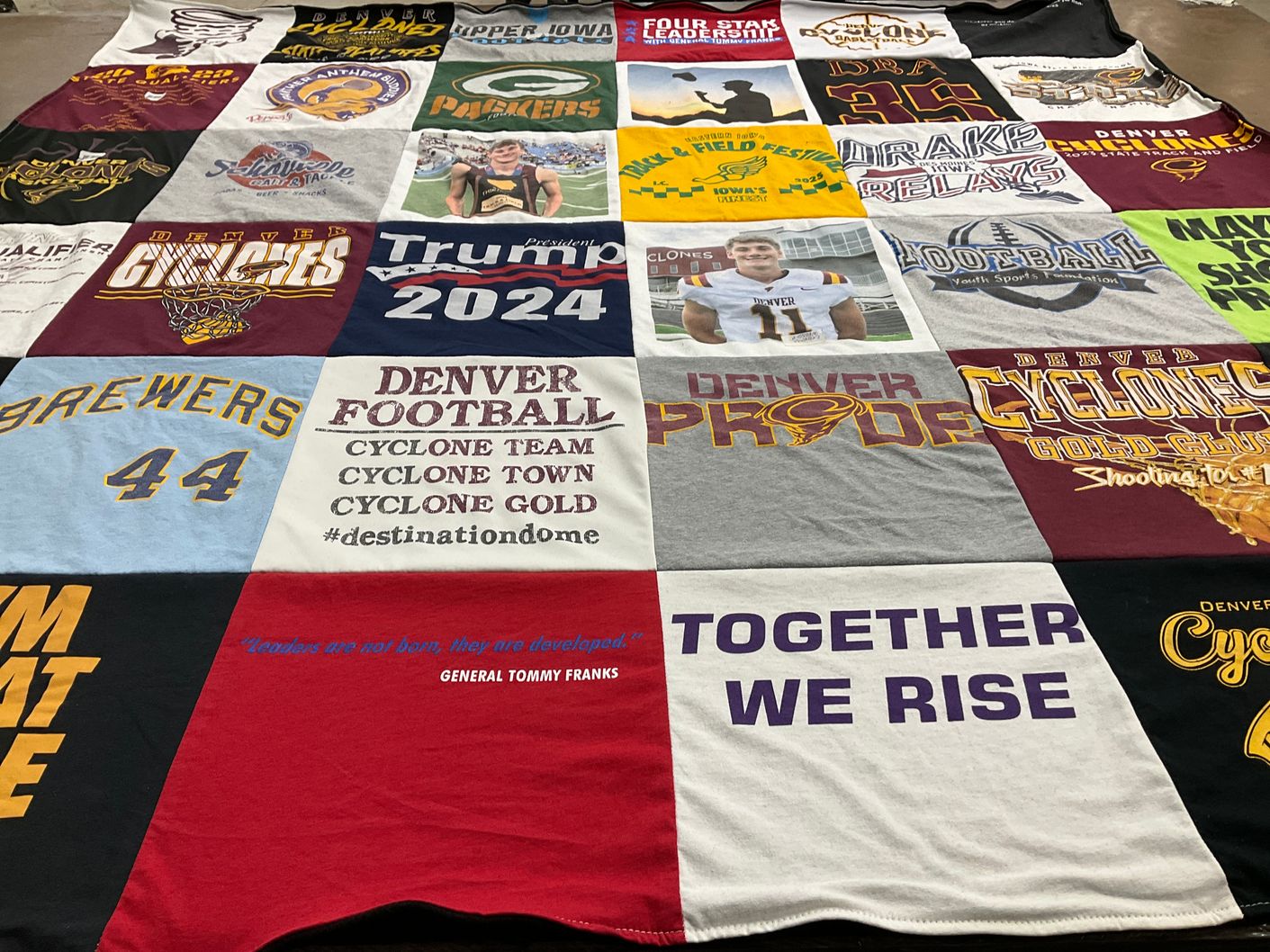 T-shirt quilt featuring denver cyclones football team by Amy from IA