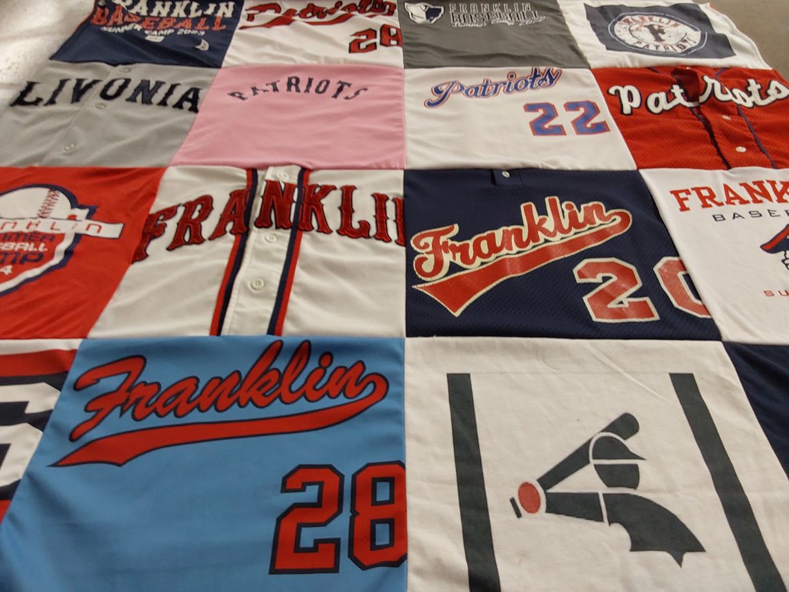 T-shirt quilt featuring franklin patriots by Theresa from MI