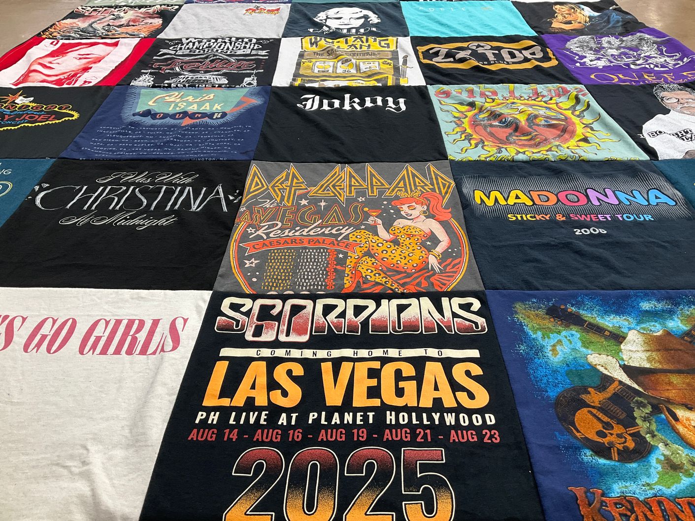 T-shirt quilt with music, concerts themes by Ricky from NV