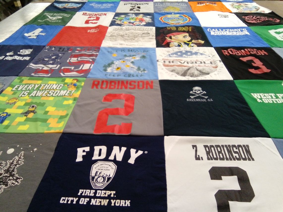 T-shirt quilt with fire department, new york themes by Tracy from SC