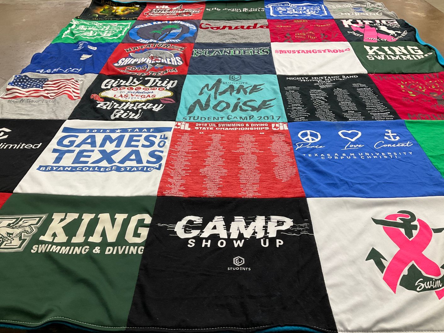 T-shirt quilt featuring king swimming and diving by Tanya from TX