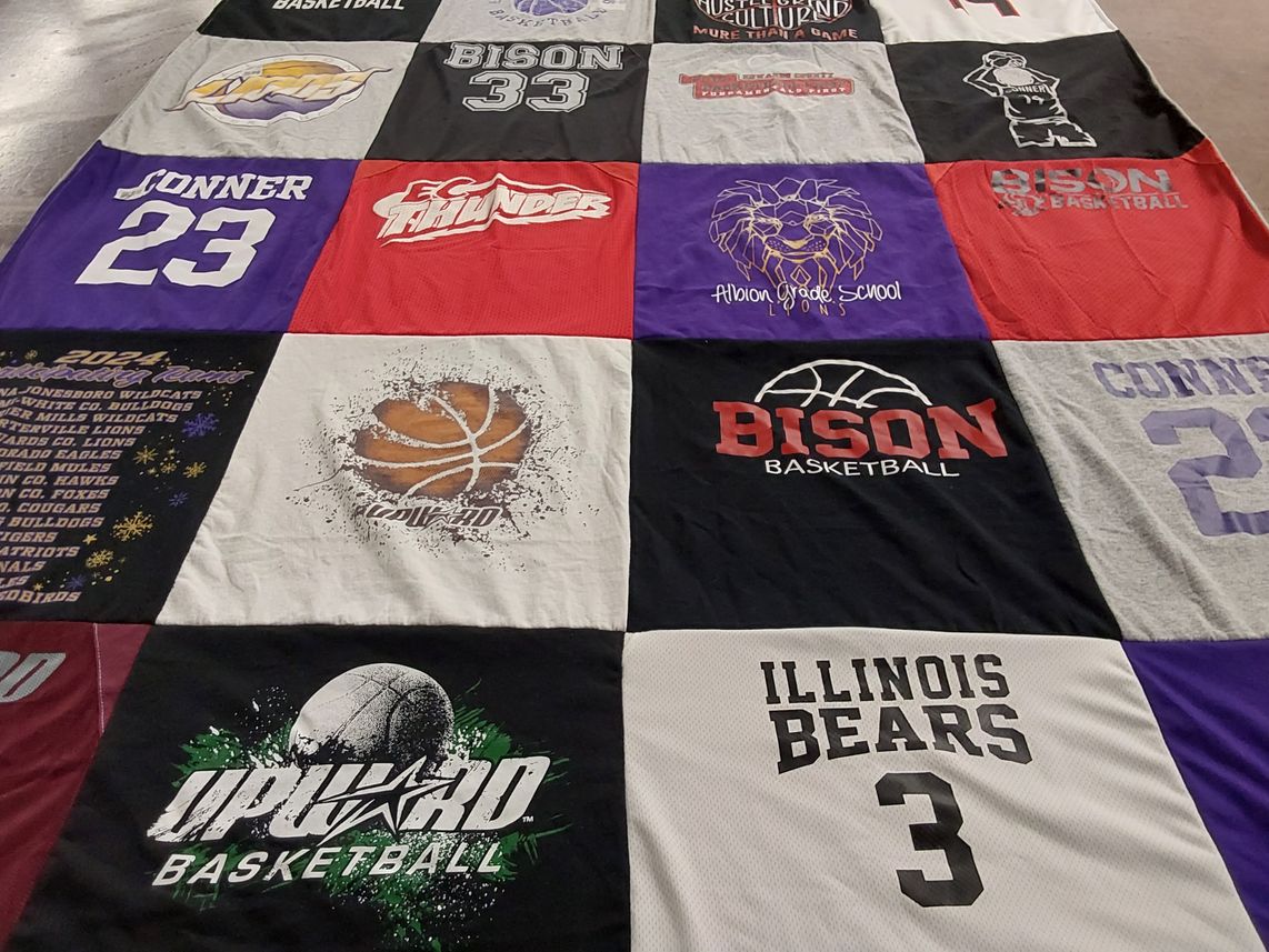 T-shirt quilt featuring bison basketball, illinois bears by Courtney from IL