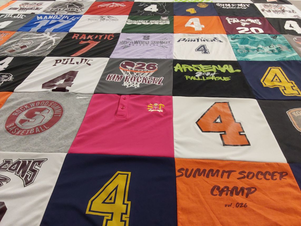 T-shirt quilt featuring rockwood summit basketball by Theresa from MO