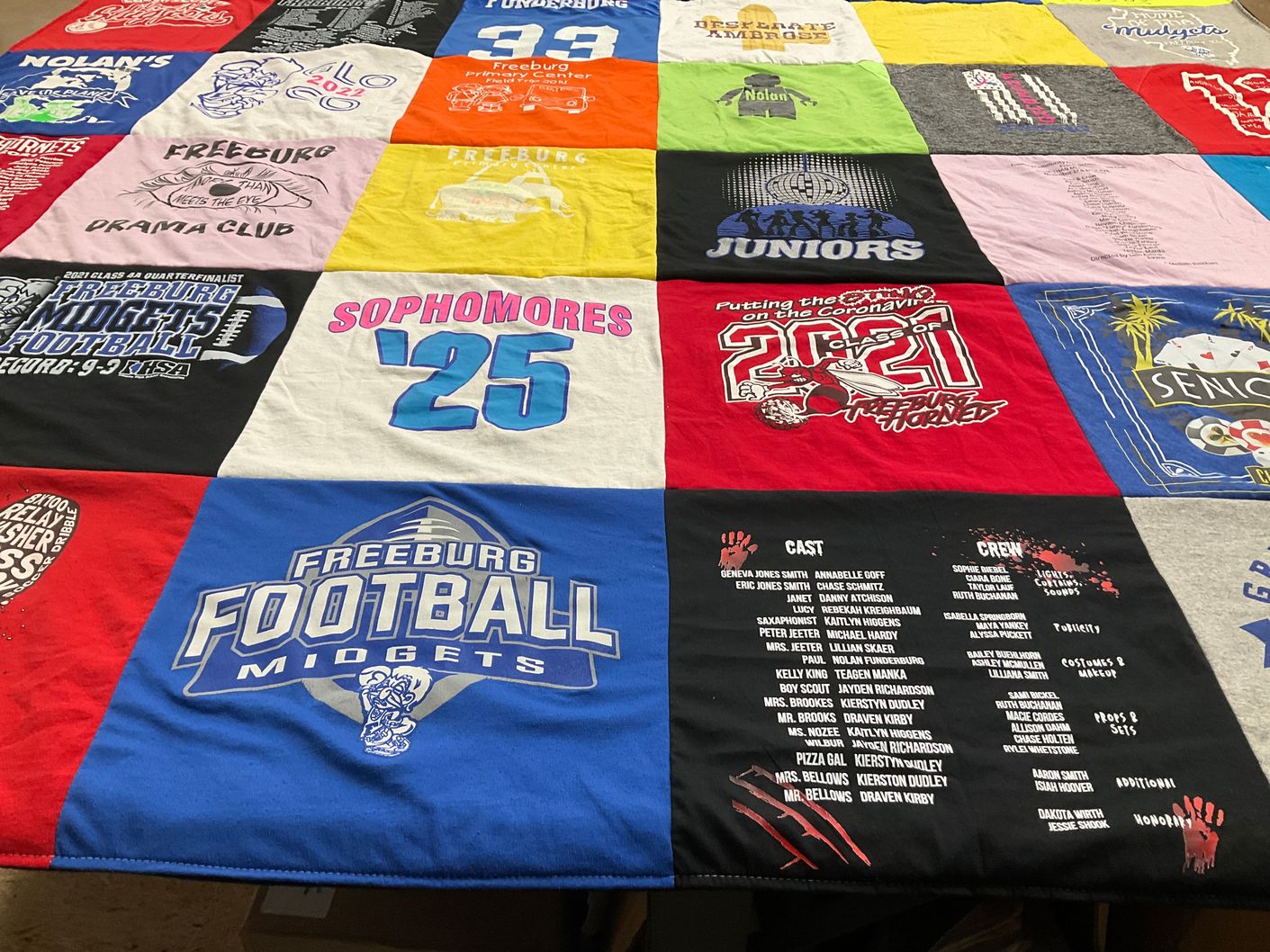 T-shirt quilt featuring freeburg football midgets by Catherine from MO