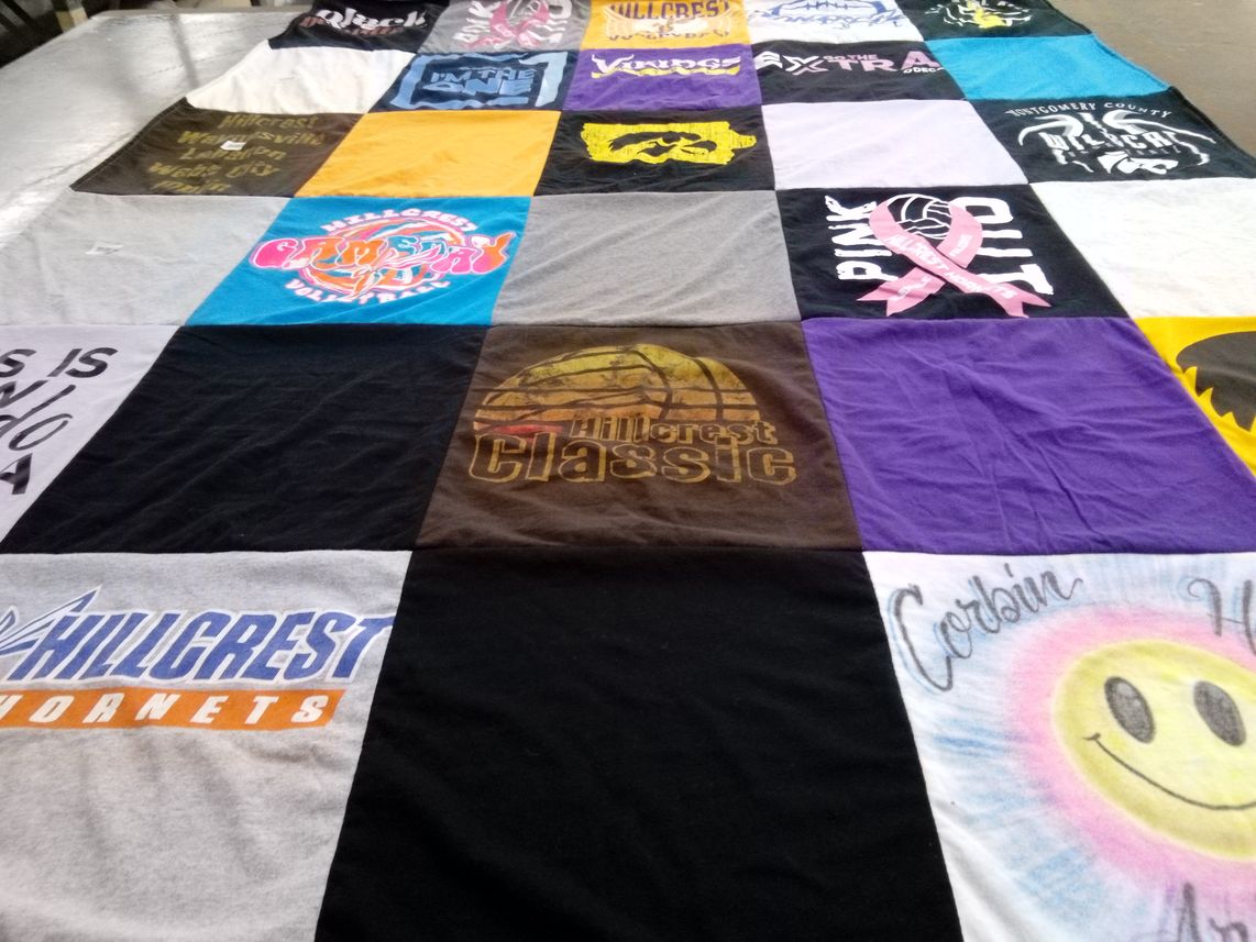 T-shirt quilt from hillcrest high school by Heather from MO