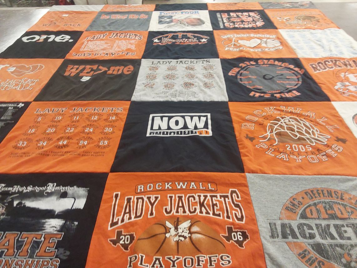 T-shirt quilt featuring rockwall lady jackets by Jill from TX