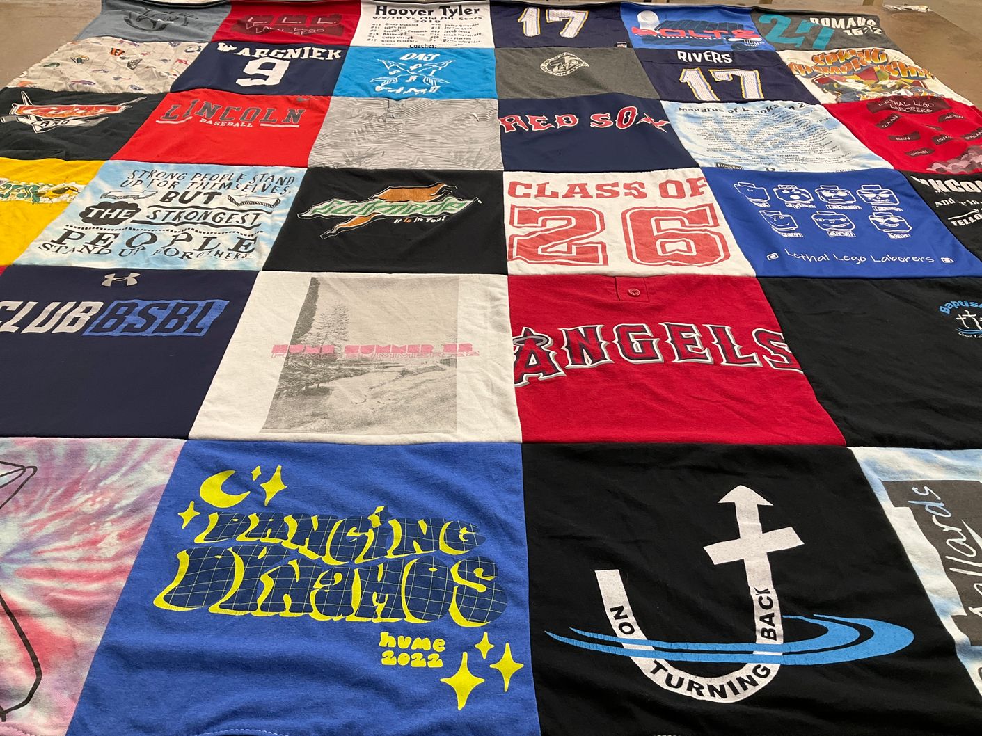 T-shirt quilt featuring angels baseball by Kelly from CA