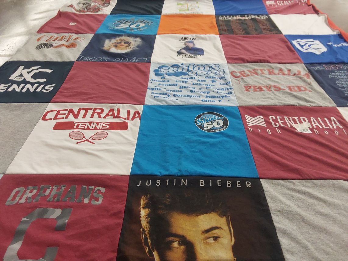 T-shirt quilt featuring centralia tennis by Donna from IL