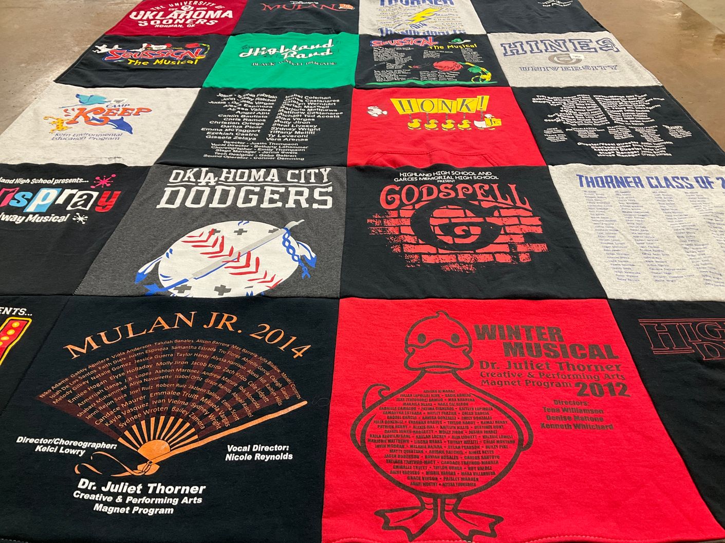 T-shirt quilt featuring oklahoma city dodgers by Jennifer from CA