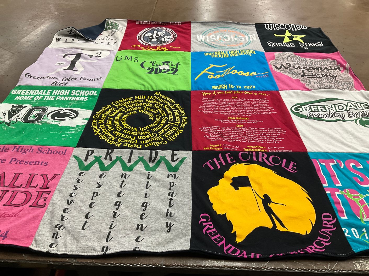 T-shirt quilt from greendale high school by Mary from WI