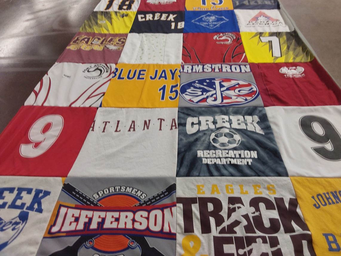 T-shirt quilt featuring creek eagles by Brandi from WI