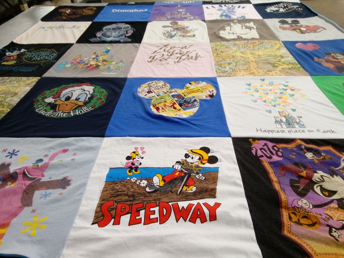 T-shirt quilt with disney, animation themes by Deboroh from CA