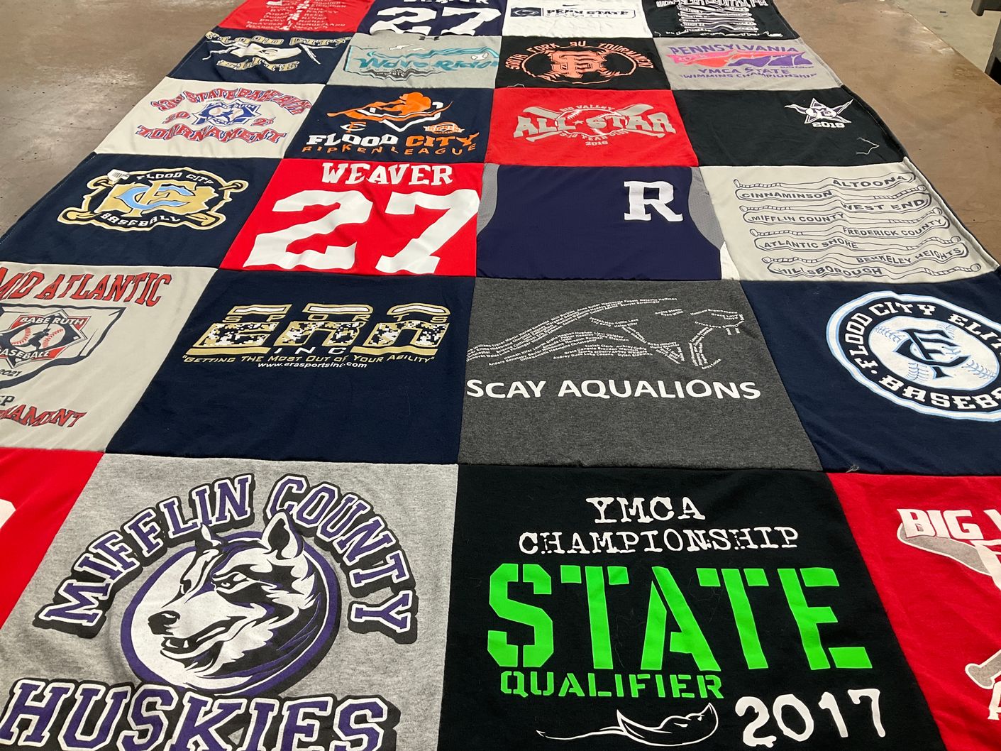 T-shirt quilt featuring flood city elite baseball, scay aqualions by Mykeshia from PA