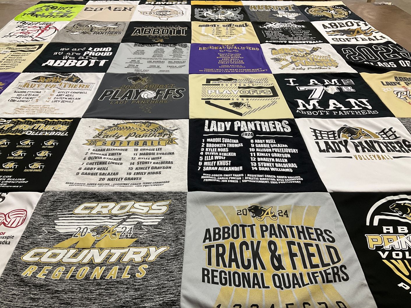 T-shirt quilt featuring abbott panthers by Jessica from TX