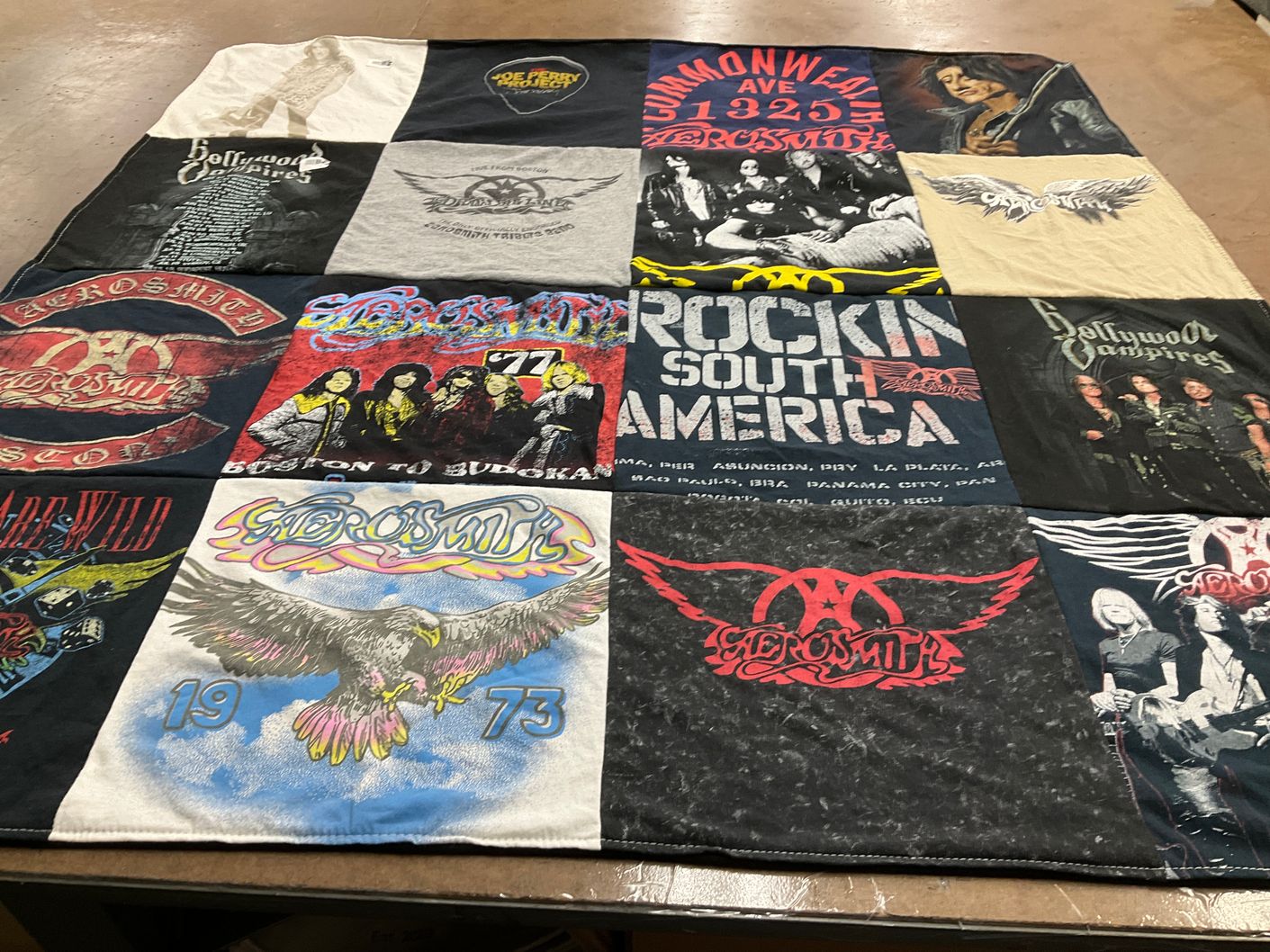 T-shirt quilt with music, rock themes by Jacquelyn from MA
