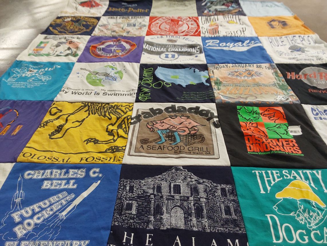 T-shirt quilt from charles c. bell elementary school by Jane from NC