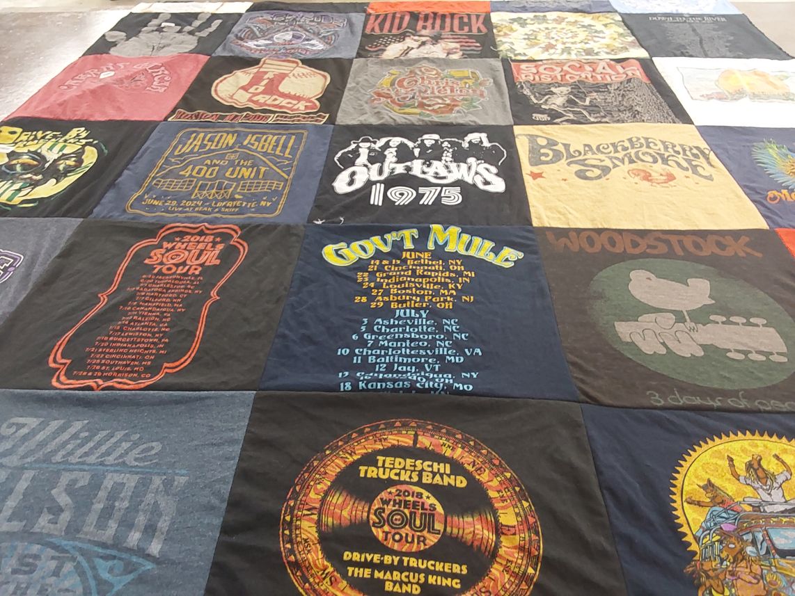 T-shirt quilt with music, live concerts themes by JOHN from NY