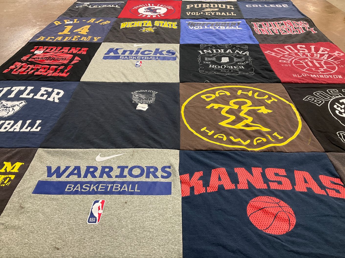 T-shirt quilt featuring indiana football, knicks basketball by Jenifer from KS