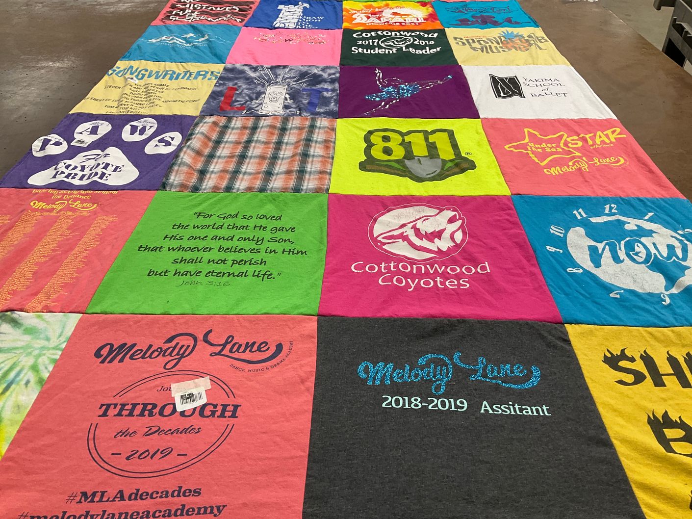 T-shirt quilt featuring cottonwood coyotes by Danielle from WA