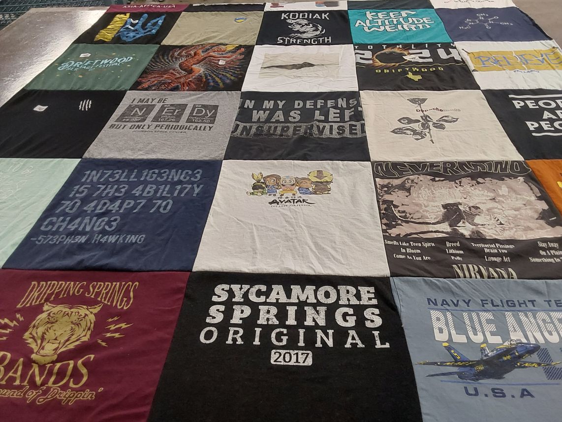 T-shirt quilt featuring blue angels navy flight team by Iana from TX