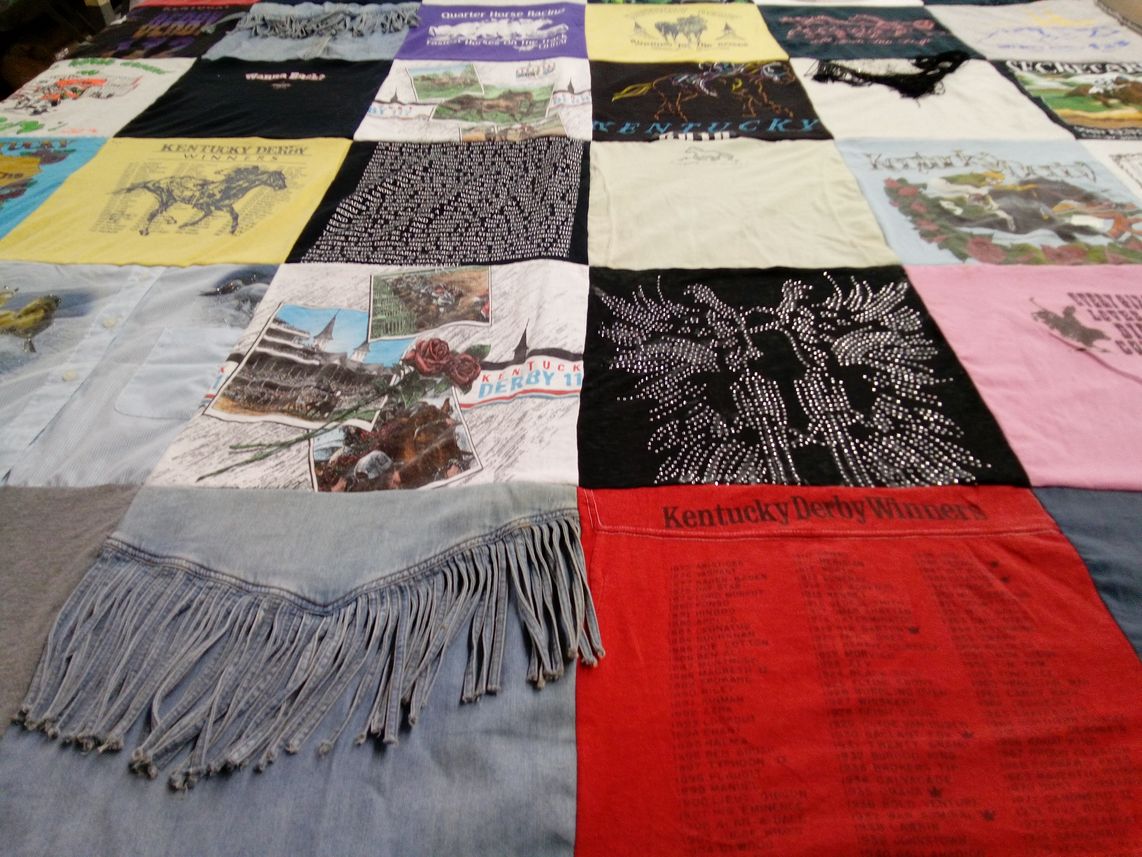 T-shirt quilt with horse racing themes by Larita from IN