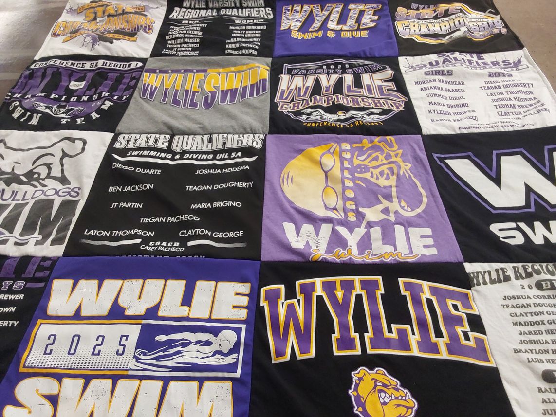T-shirt quilt featuring wylie swim team by Lin from TX
