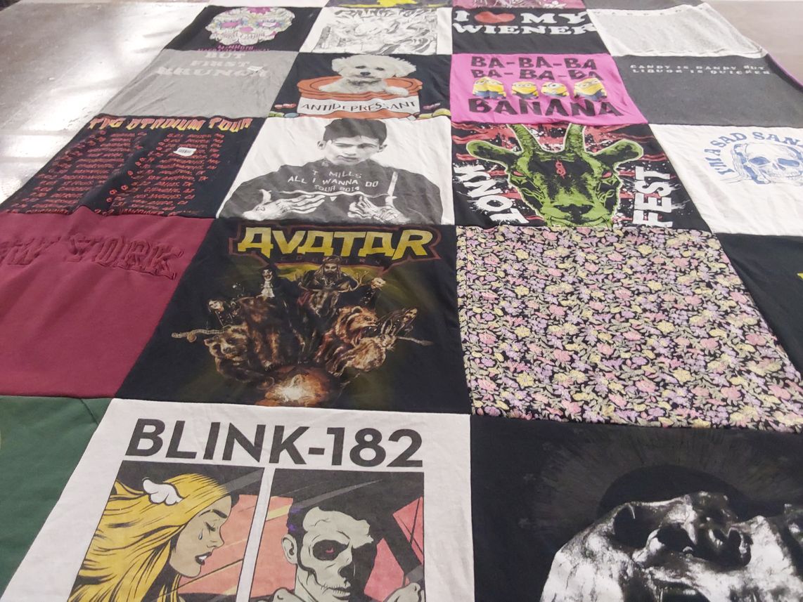 T-shirt quilt with music, concerts themes by sabrina from CA