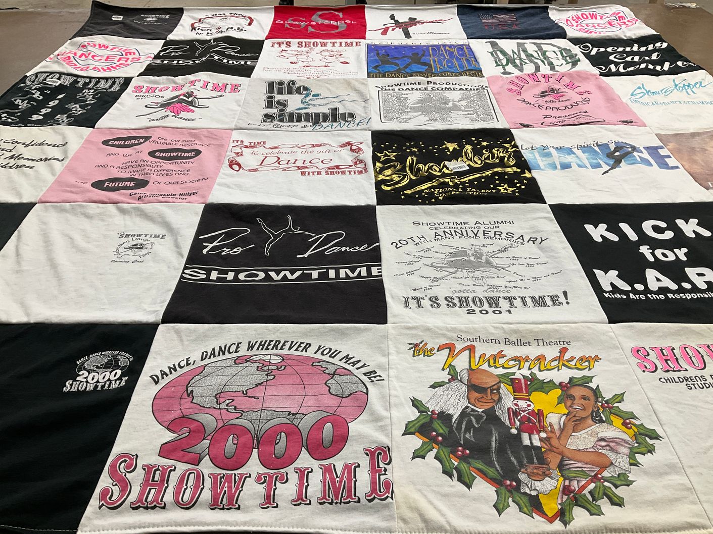 T-shirt quilt with dance, ballet themes by Gayle from FL