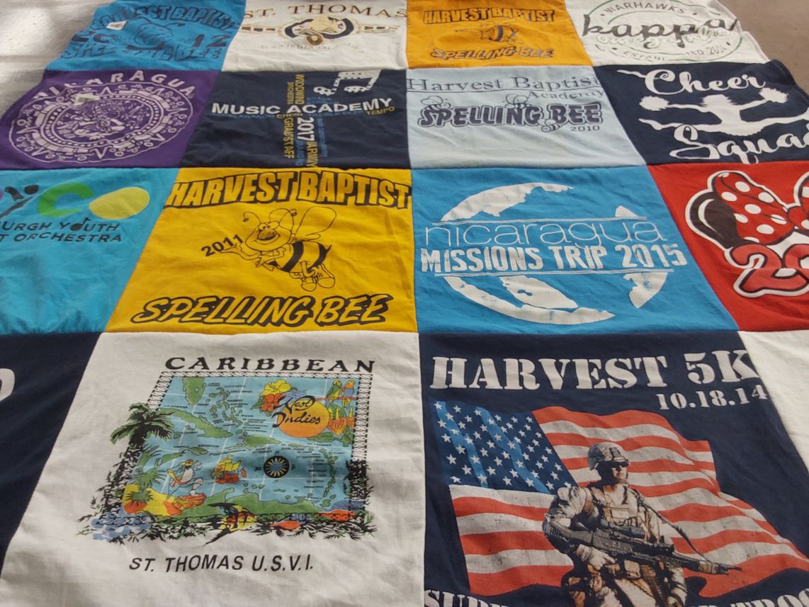 T-shirt quilt featuring warhawks by Eve from PA