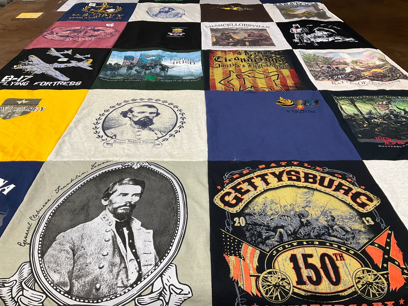 T-shirt quilt with history, military themes by Gregory from MN