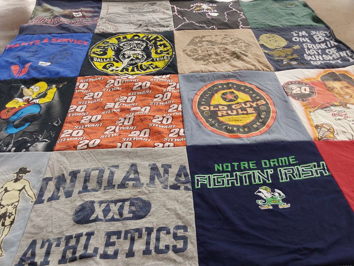 T-shirt quilt from notre dame university, indiana university by APRIL from AL