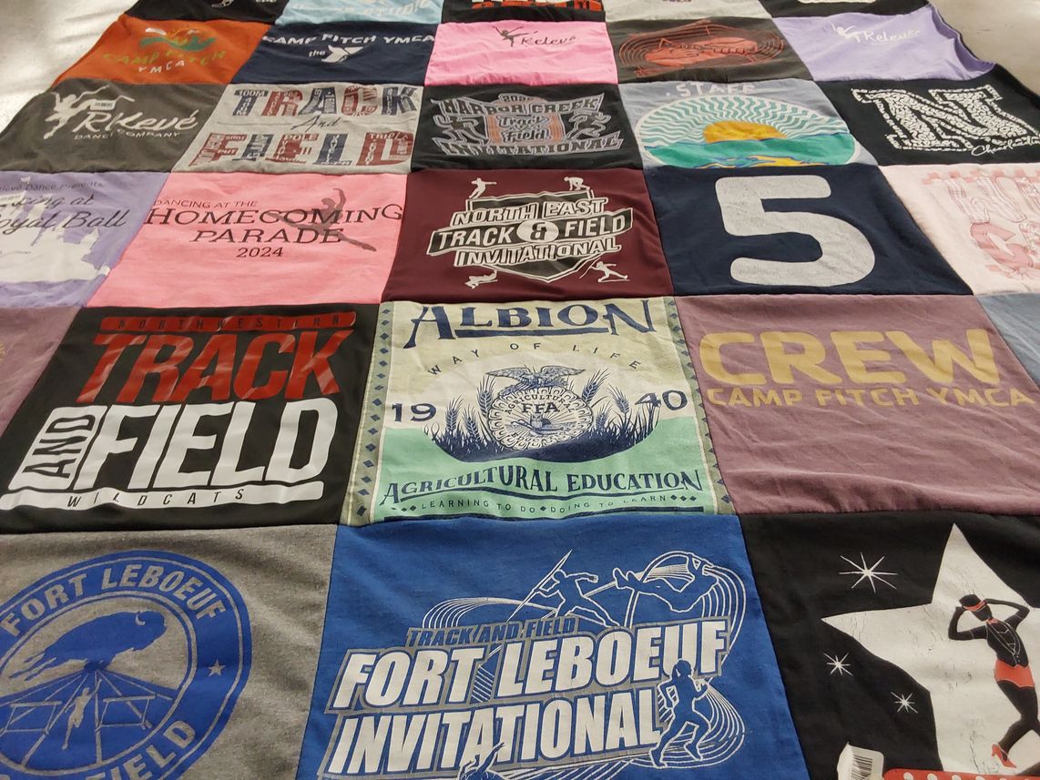 T-shirt quilt featuring northeast track and field team by Kelli from PA